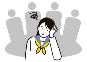 集団生活で悩む様子のイラスト